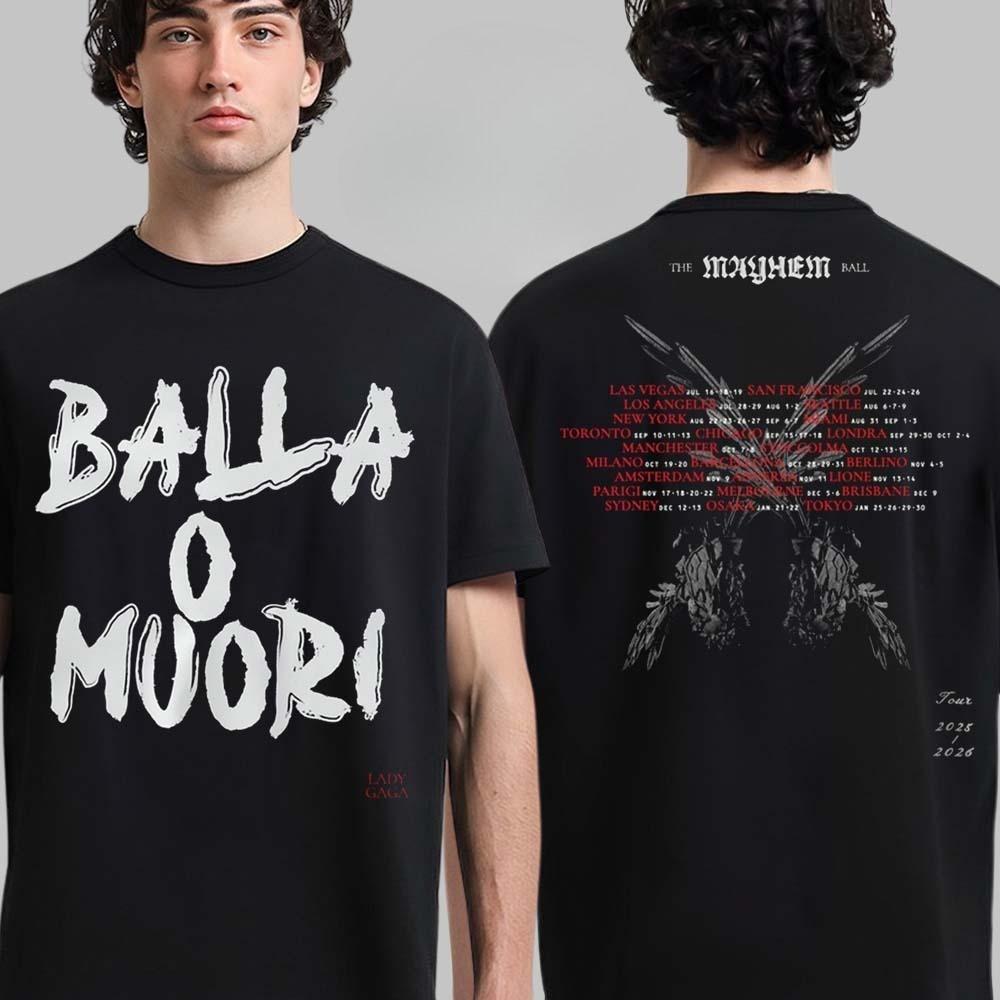 Редкий эксклюзивный мерч Lady Gaga The Mayhem Ball Tour 2025 2026 Baila O Muere Танцуй или умри Испания Футболка