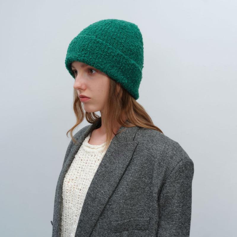 Autumn and Winter New Warm Face Small Simple Solid Color Texture Unisex Wool Circle Yarn Knitted Hat Tide