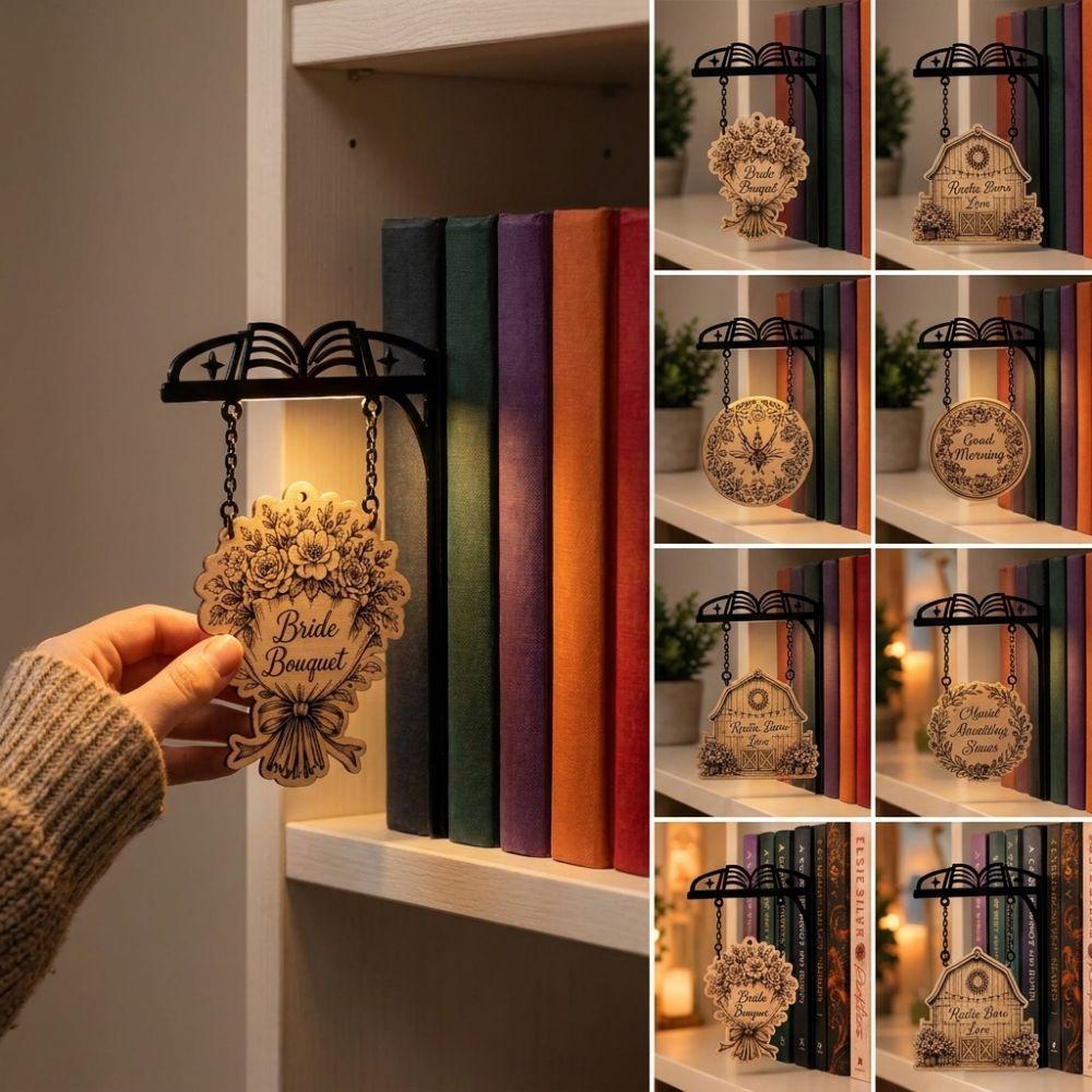 Wooden Tag Library Decor Holder Rustic Reading Nook DIY Tag Holder Bookshelf Hanging Frame Bedroom