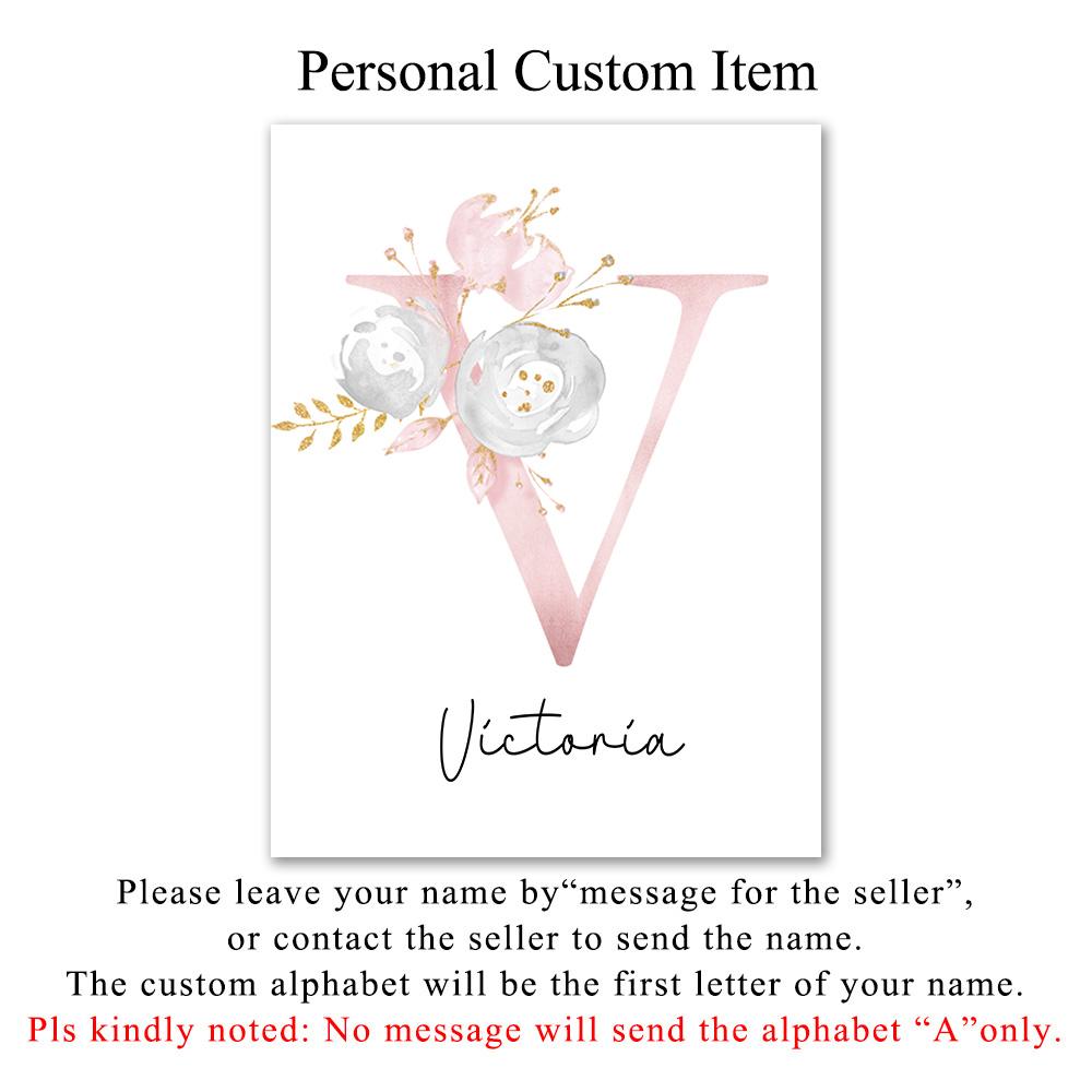 Personalized Canvas Painting For Nursery Customized Wall Art Poster And Prints Pink Flower Animals Elephant Lion Pictures Decor