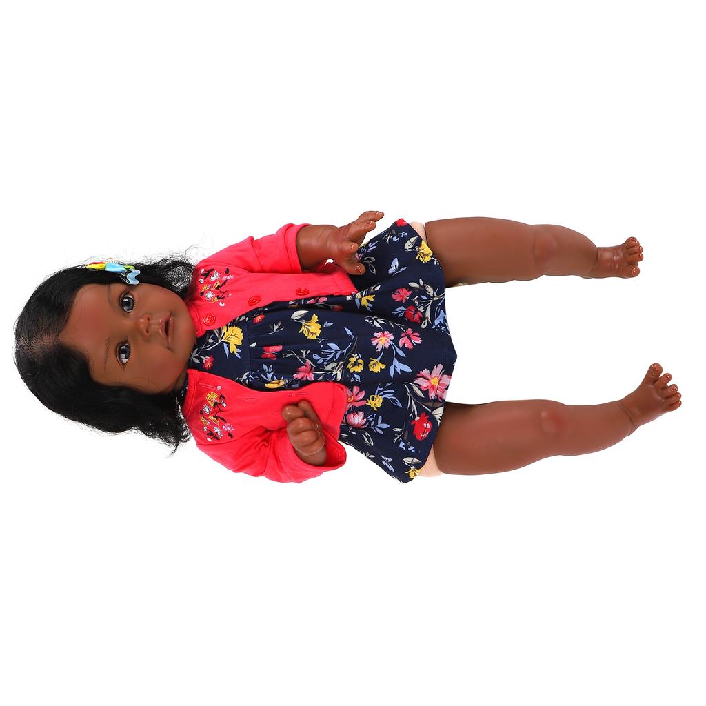Reborn Toddler Dolls 23.6 Inch Cute African American Baby Dolls Toy Kid Birthday Gift