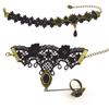 [K6580] - Black 'Courtisanes' Designer Set (lace) (ring Bracelet + Ankle Chain)