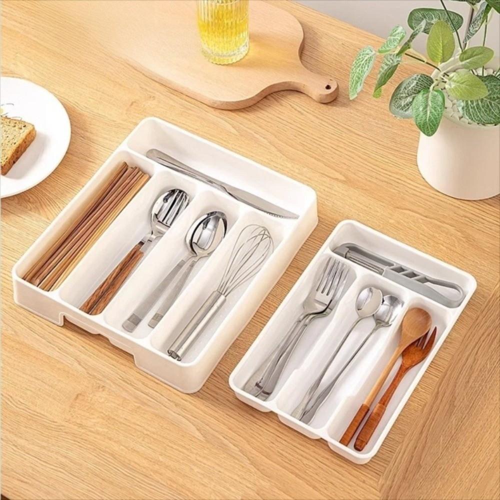 Quality 4/5 Compartments Cutlery Organizer Rectangle Easy Clean Spoon Fork Separation Box Utensil Tray Kitchen