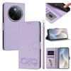 Happy Heart Pattern Magnetic Closure Vegan Leather Phone Case With Wrist Strap For vivo X200 FE