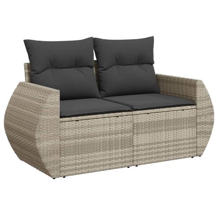VidaXL Salon de Jardin avec Coussins 9 pcs, Canapés avec Dossier, Ensemble de Meubles, Mobilier de Terrasse Patio, Gris 3221651