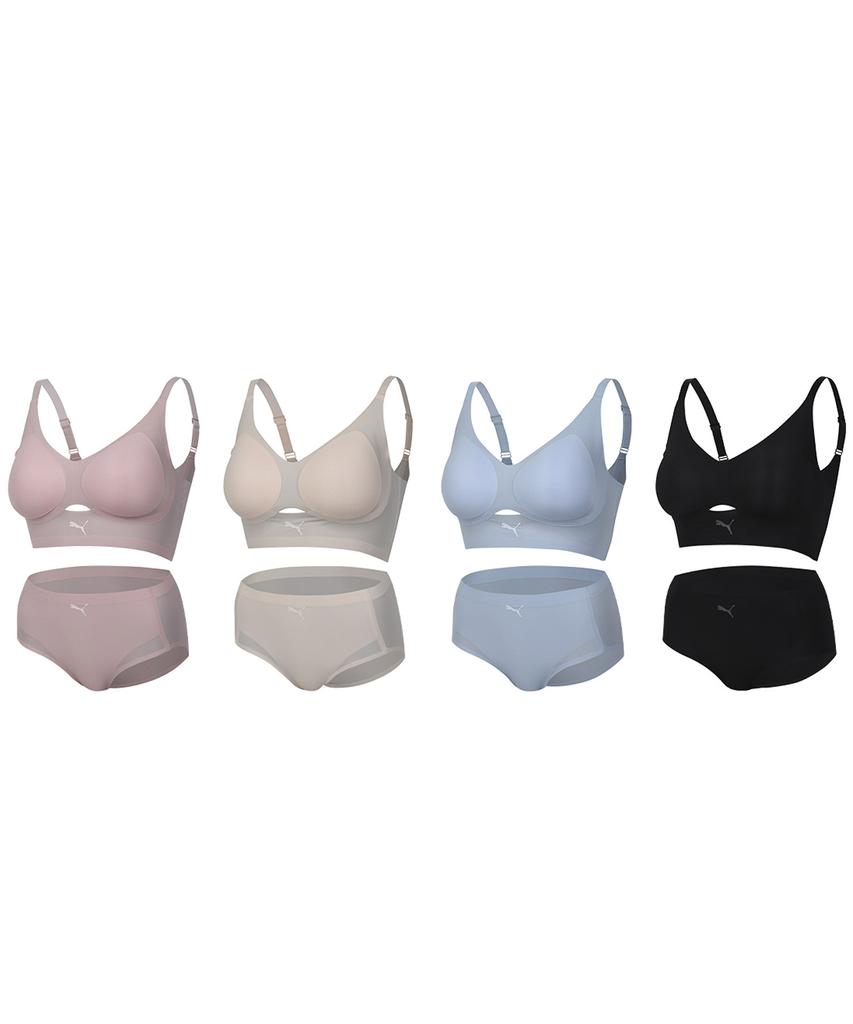 PUMA BODYWEAR Бюстгальтер и трусики с ветрозащитной сеткой, нейлоновая проклейка, предварительно вырезанные