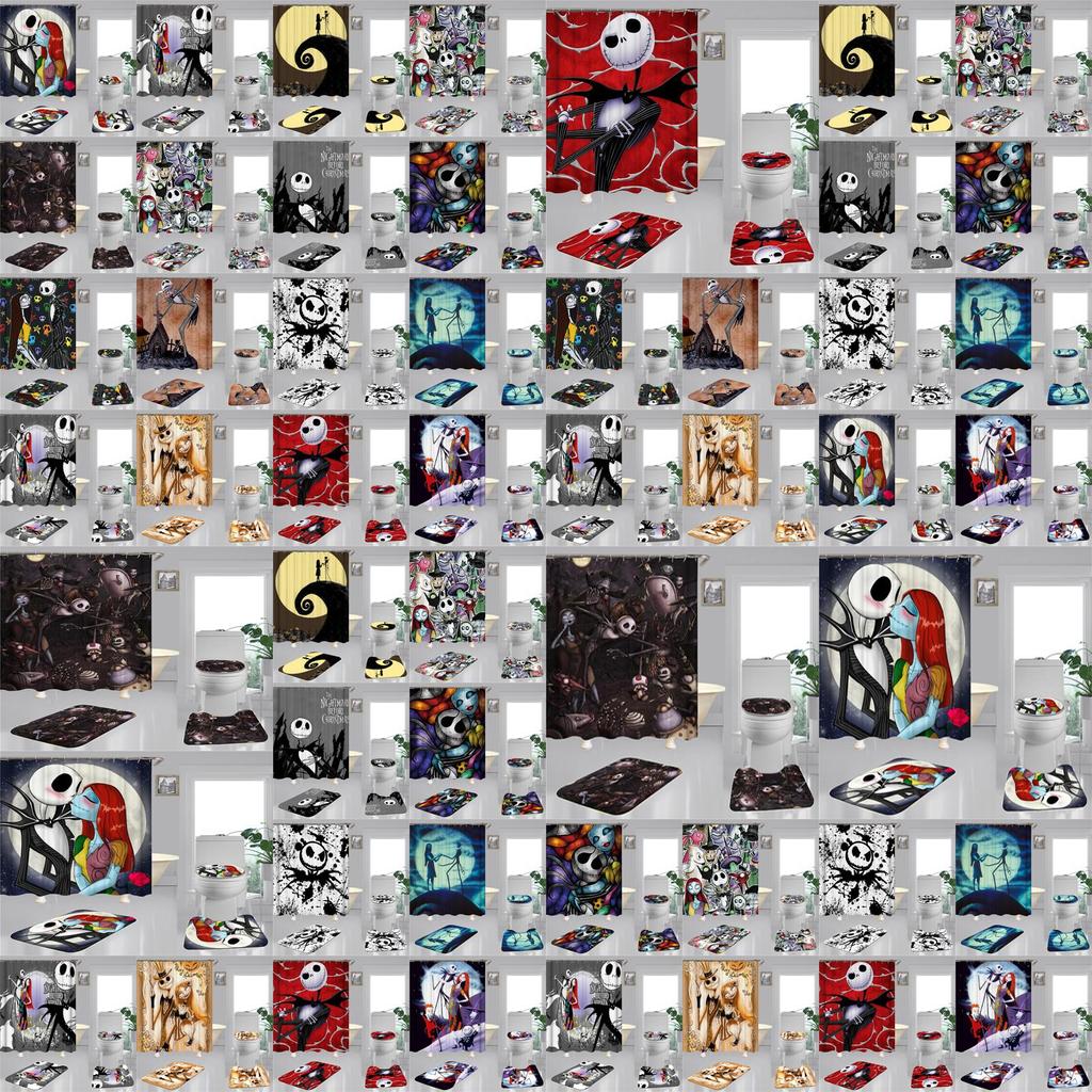 The Nightmare Before Christmas Bathroom Set With High Quality Shower Curtain And Mats