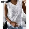 Женский жилет без рукавов с круглым вырезом, однотонный, с принтом и кружевом, лето-весна