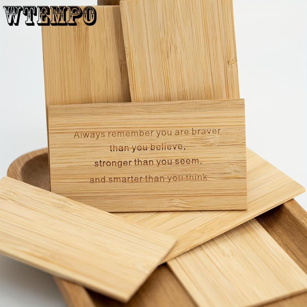 20-Pack Unfinished Bamboo Wood Planks for Carving and Crafts, Rectangular Blank Bamboo Panels