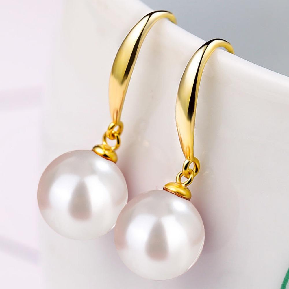 Simulation Freshwater Pearl Drop Earrings Ball Shape Ear Hook Simple Long Earrings Ear Jewelry