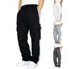 New Large Pockets Work Trousers Men's Autumn Splicing Solid Colour Casual Sports Loose Straight Trousers