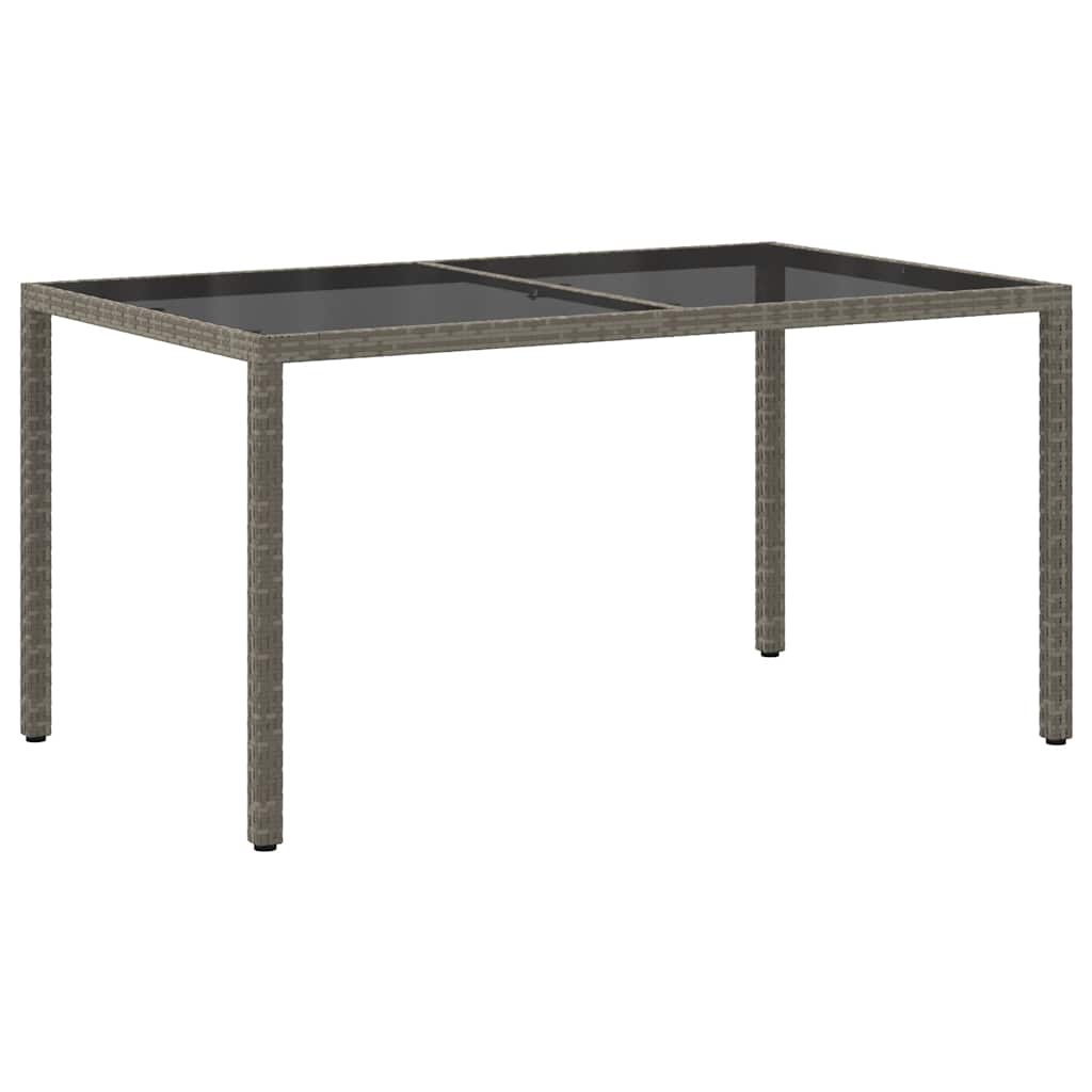 Vidaxl Stół Ogrodowy, 150X90X75 Cm, Szkło I Rattan Pe, Szary