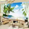 3D вид на море, балкон, фреска, гостиная, телевизор, столовая, водонепроницаемое украшение для дома, 3D настенная фреска