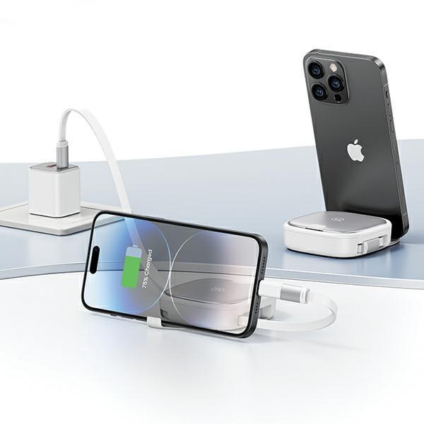 USAMS Kabel rozwijany 3w1 z pudełkiemMicroUSB/USB-C/Lightning 60W fioletowy/purple SJ650USB03 (US-SJ650)