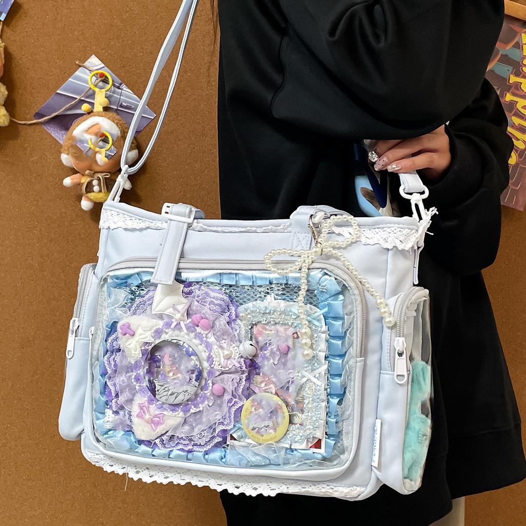 Милая японская сумка ита в стиле Y2K, прозрачная сумка-тоут через плечо, большая вместимость, повседневная сумка кроссбоди, сумки для DIY-дисплея