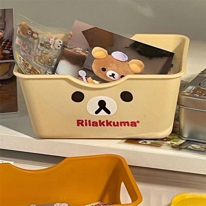 Многофункциональная корзина для хранения вещей с изображением Рилаккумы, милый настольный органайзер для канцелярских принадлежностей и рукоделия, наклейки, симпатичные принадлежности для блокнота.