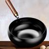 Forged Iron Wok with Wooden Lid Nonstick Skillet Pot Even Heating Fry Pan for Gas Stove Induction Cooker Ergonomic Handle Cooking Pot