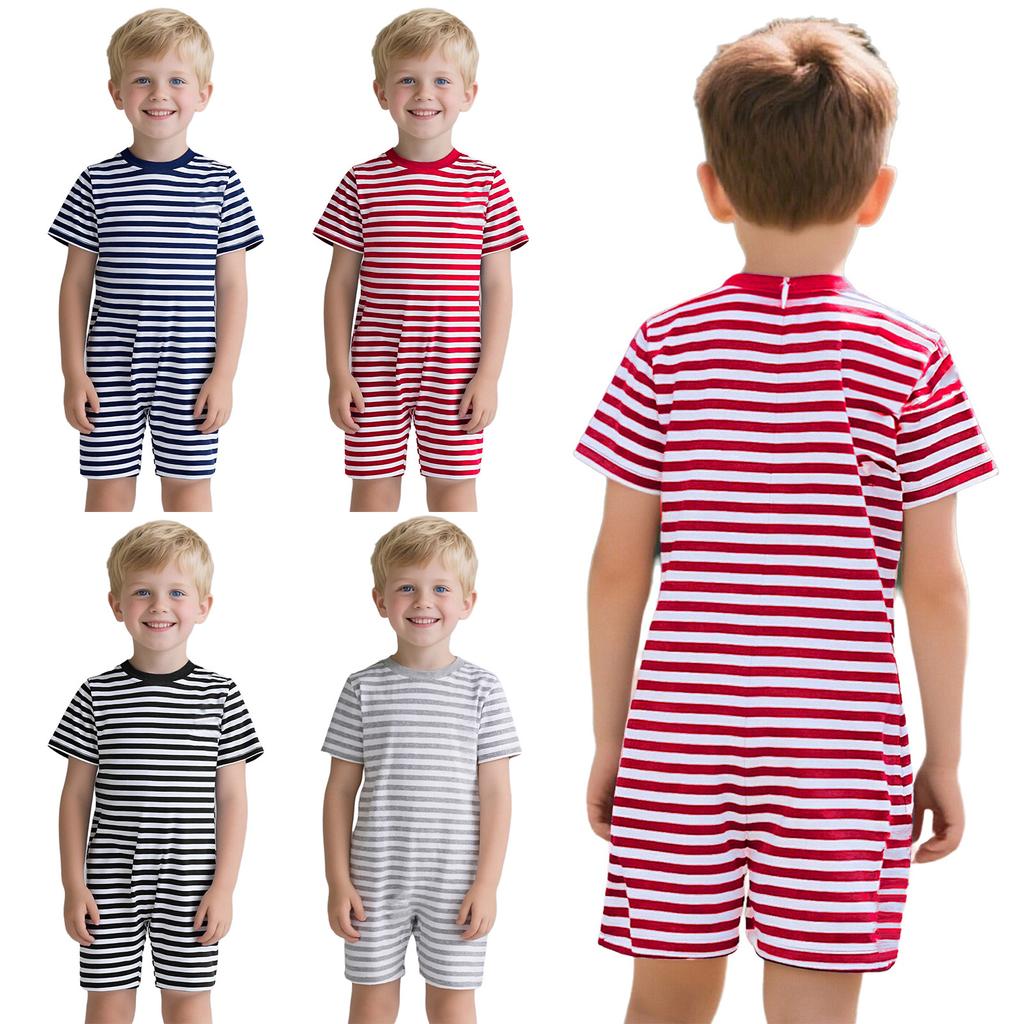 Thigh-Length Anti-Strip Romper for Kids: Invisible Back Zip, Breathable Short Sleeve, Ideal for Sensory & Behavioral Care