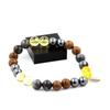 Stones and Minerals. Hematite + Labradorite + Citrine + Wood Bead Bracelet 8 Mm. Made In France.