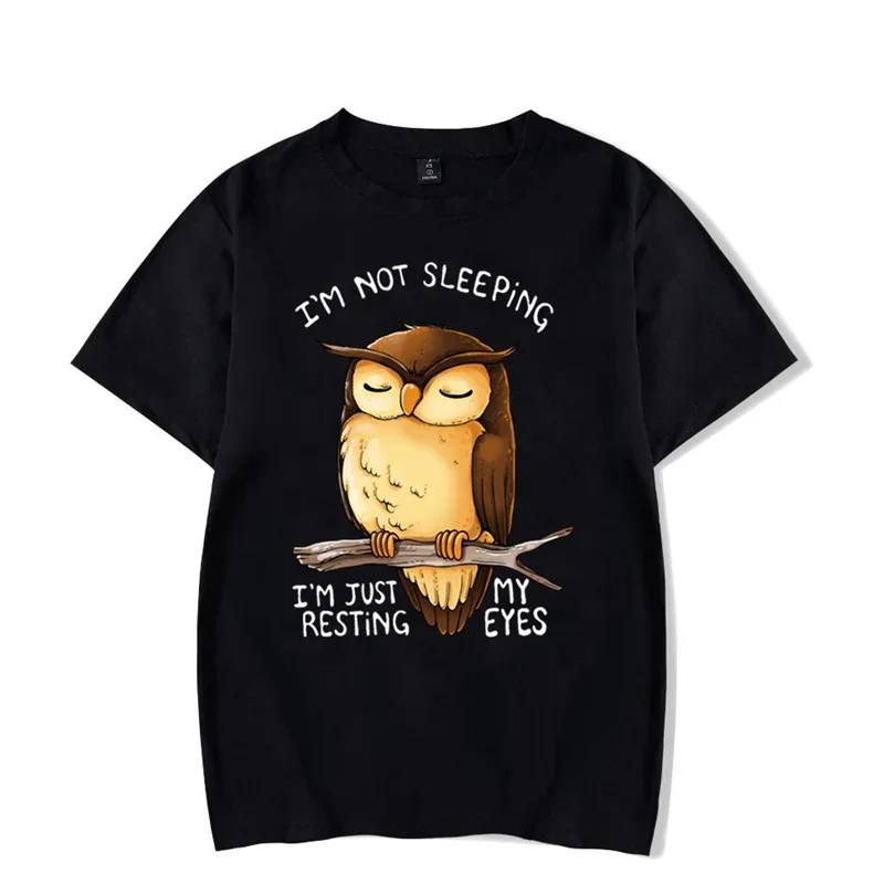 Men T-shirt I'm Not Sleeping I'm Just My Resting Eyes Kawaii T Shirt Unisex Cotton Tshirt Funny Owl Graphic Tshirts Oversized T