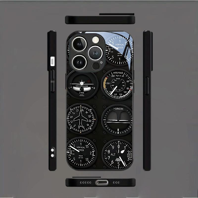 Закаленное стекло с рисунком авиационных приборов для чехла телефона iPhone 17 Pro Max 11 12 13 14 15 16 Pro 17 Air 7 8 Plus XS X XR
