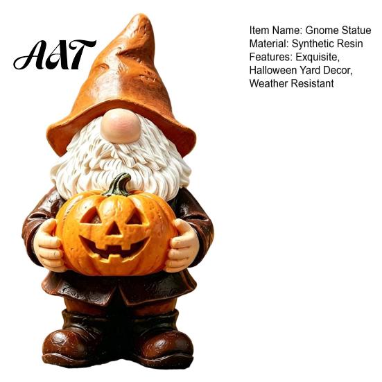 Halloween Gnome Statue Garden Statue, Faceless Holding Pumpkin Sculpture, Decorative for Porch Waterproof Resin Yard Autumn Decor