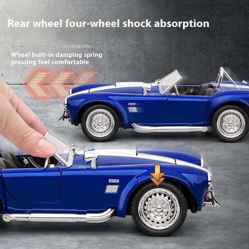1:24 1965 Shelby Cobra Кабриолет Родстер Модель Симуляция Звук Свет Вытягиваемое Колесо Амортизация Подарок Мальчику на День Рождения