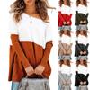 Women’s Causal Loose Pockets Sweater Color Block Knit Pullover Off Shoulder Tops