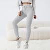 Women's Casual Pants with Ribbed Waistband High-Waisted Tie-Waist Warm Comfortable Tight-Fitting 9-Inch Pants for Home Use