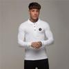 Muscleguys Модная рубашка поло для фитнеса и отдыха, хлопковая футболка с длинными рукавами, мужская весенне-осенняя рубашка с отложным воротником и принтом