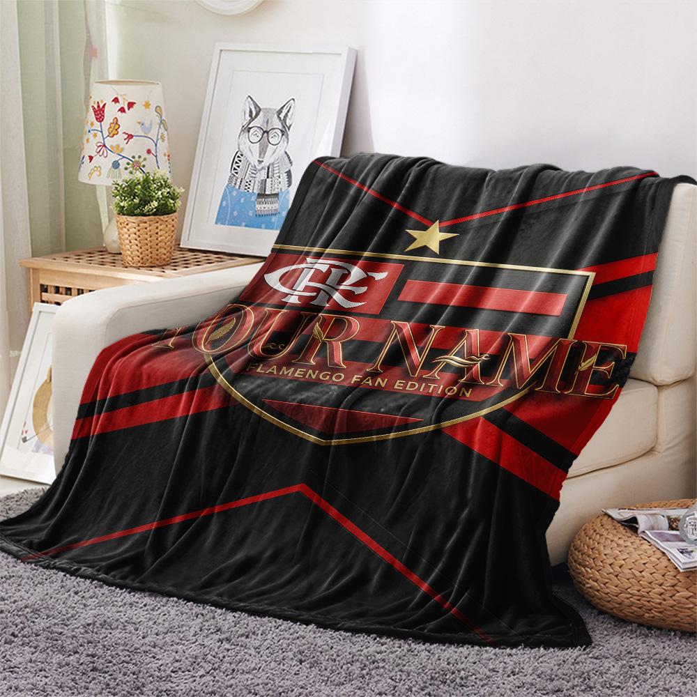 1PC Clube De Regatas Flamengo Custom Name Patterned Flannel Blanket Suitable For All Seasons for Home Decor Warmth and Comfort Gifts Holiday Present