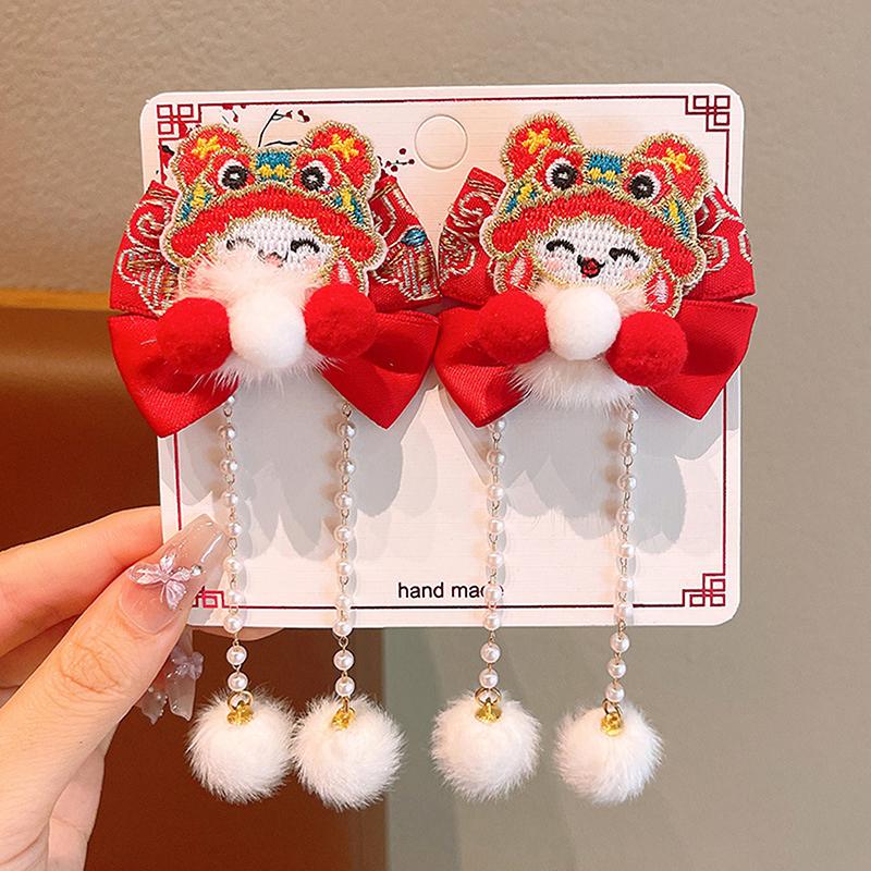 1 пара заколок для волос в китайском стиле, детские кисточки, заколки для волос, милый бант, бабочка, головной убор, кавайные красные аксессуары для волос, подарки