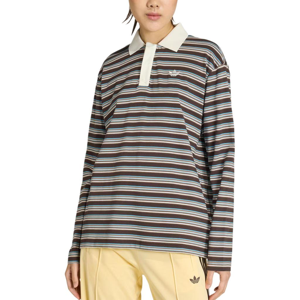 Adidas Женская поло с длинным рукавом в полоску, оверсайз, Originals KU8352