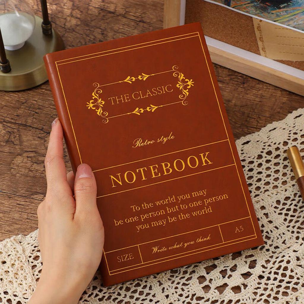 A5 Leather Student Subject Notebook, Diary, Lined Pages, Business Meeting Record Book, Notepad, Travel Log, 120 Sheets 240 Pages