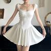Women's Dress French Pure Desire Spice Girl Style Lace Patchwork Slip Dress Summer Ballet Girl White Waist Drop Dress