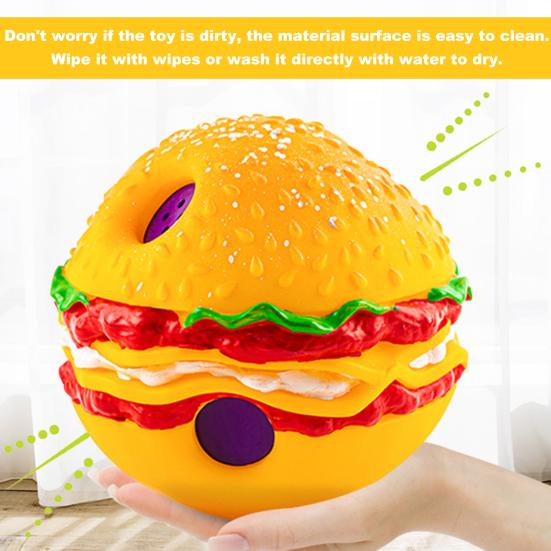 Игрушка для домашних животных Форма гамбургера Звук хихиканья Привлекает Устойчивость к укусам Уход за зубами Многофункциональная чистка зубов Игровая игрушка Шар для собак Качающийся шар для хихиканья Товары для домашних животных