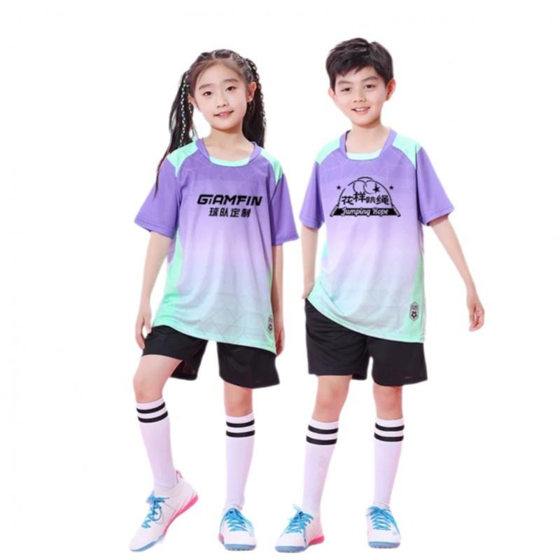 Kids Soccer Uniform Set Quick Dry Breathable Training Match Jersey Short Sleeve Sportswear Boys Girls