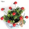 10pcs Wooden Ladybug Garden Stakes, Red, Contemporary Style, No Battery Needed, Ideal for Easter & Festive Home & Office Decor