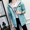 Весенне-осенняя двусторонняя ветровка, женское свободное короткое пальто с капюшоном в студенческом стиле