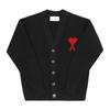 Ami Big Heart Logo Intarsia V Neck Cardigan Model  Ukc367 018 009