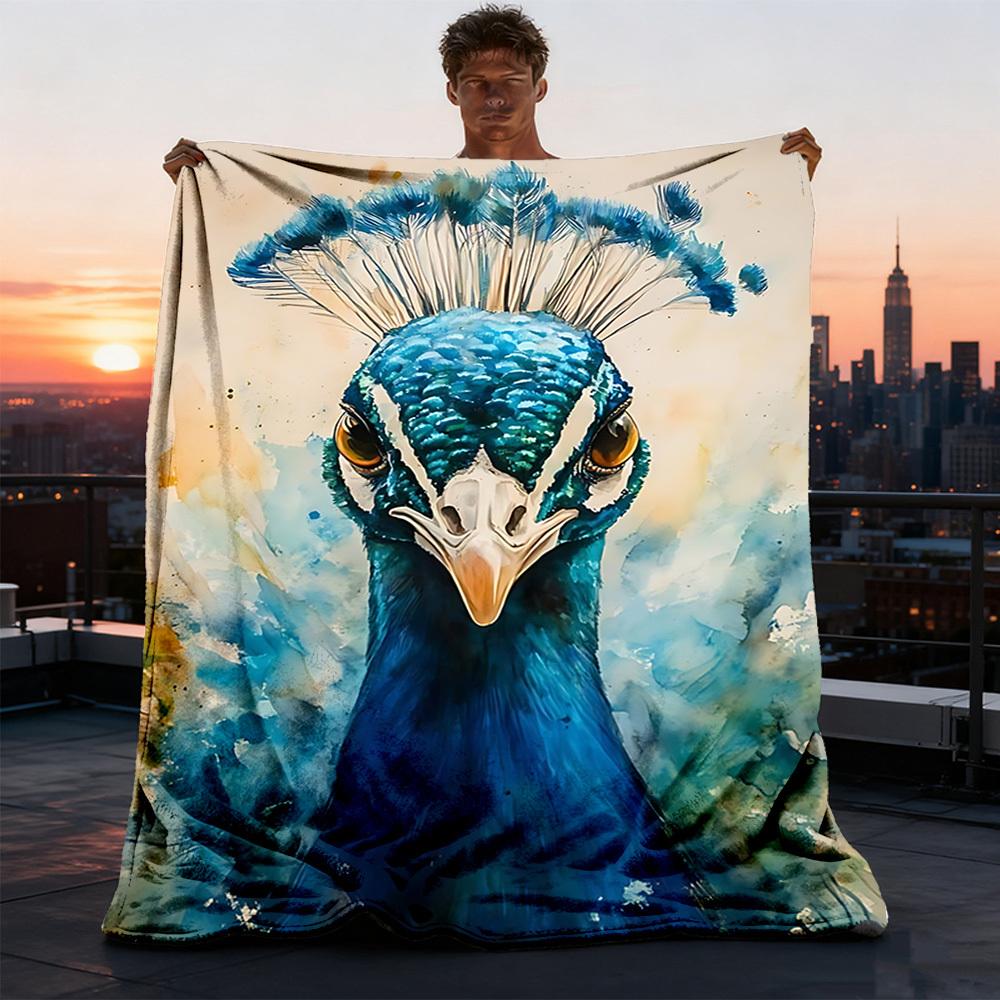 1pc PeacockOutdoor Blanket, Soft And Comfortable Blanket, Casual Warm Outdoor Blanket, Good Birthday Gift yy260328059