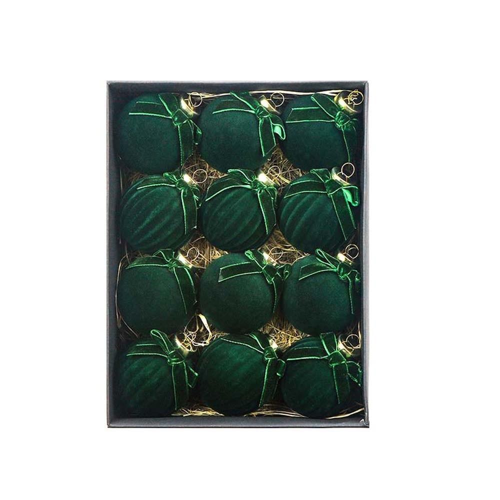 Assorted Colors Velvet Bow Baubles Striped Texture Hanging Bowknot Balls Holiday Party