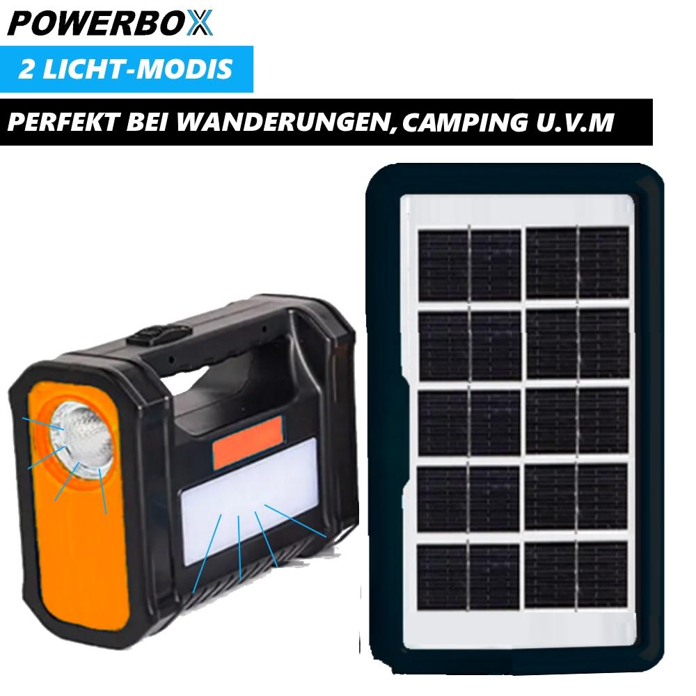 POWERBOX Solar Powerstation Solar Generator Camping Power Bank with LED Lights