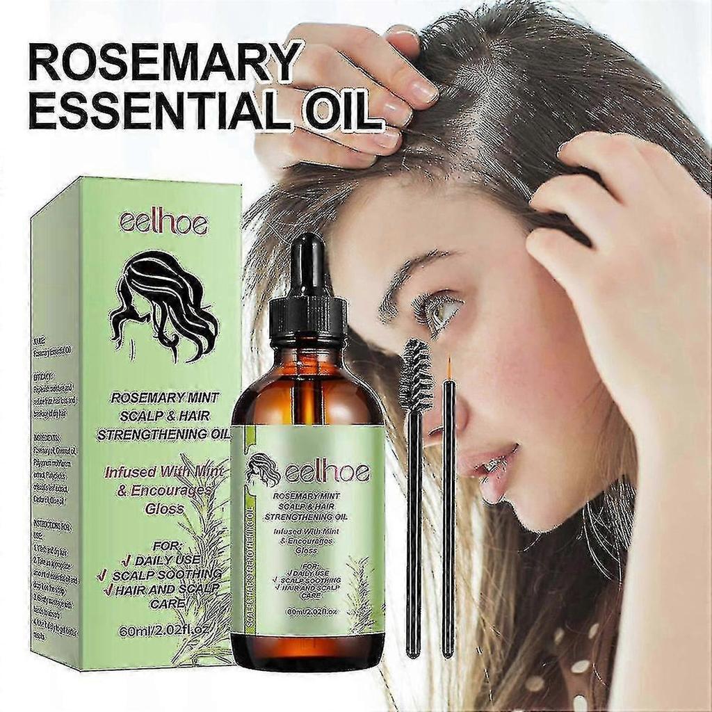 3pcs Rosemary Mint Scalp & Hair Strengthening Oil With Biotin & Essential Oils, Nourishing Treatment Split Ends And Dry Hair