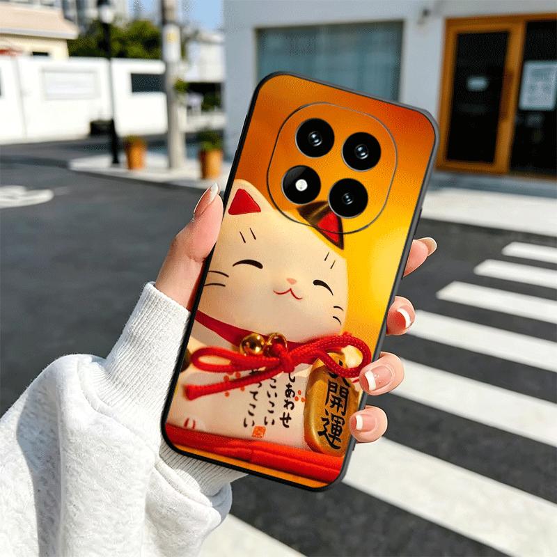 Lucky Cat Maneki Neko Japanese Soft Phone Case for Xiaomi Redmi Note 12 13 14 15 Pro Plus 11 12S 11S 11T 10 4G Black Cover Back