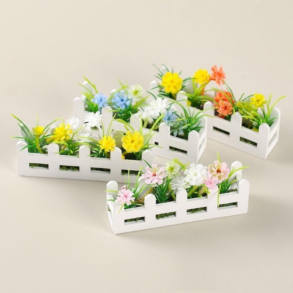 1:12 Scale Flower Fence Decor 8 Styles Miniature Potted Plants Toys  Doll House Decor