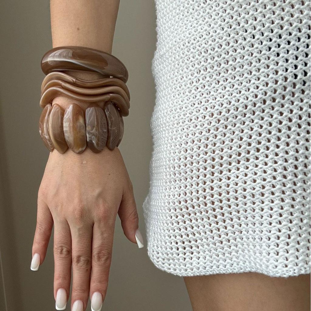 Панк Коричневый Кофе Смола Акриловые Браслеты Хип-Хоп Неправильные K-pop Геометрические Широкие Браслеты Для Женщин Браслет Пульсеры Ювелирные Изделия