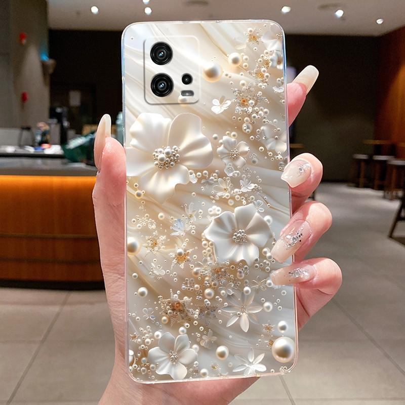For Cover Motorola Moto G72 Case G 72 Flower design Clear Soft Silicone Back Funda Bumper For Moto G72 MotoG72 Phone Cases Coque