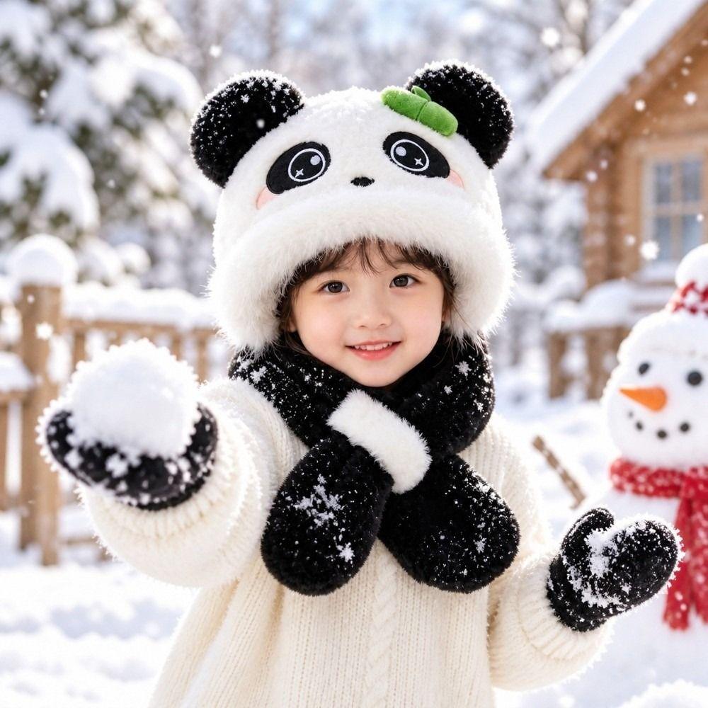 Windproof Kids Hat Scarf Set Soft Plush Earflap Hat New 2 in 1 Hat Scarf  Boys Girls