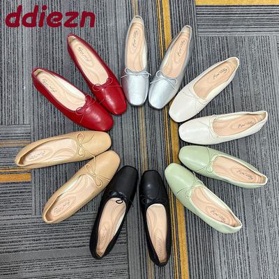 Мода Мода Женские балетки с бантом-бабочкой Обувь Повседневная Женская Мягкая Обувь Неглубокие Балетки Обувь Слипоны для Женщин